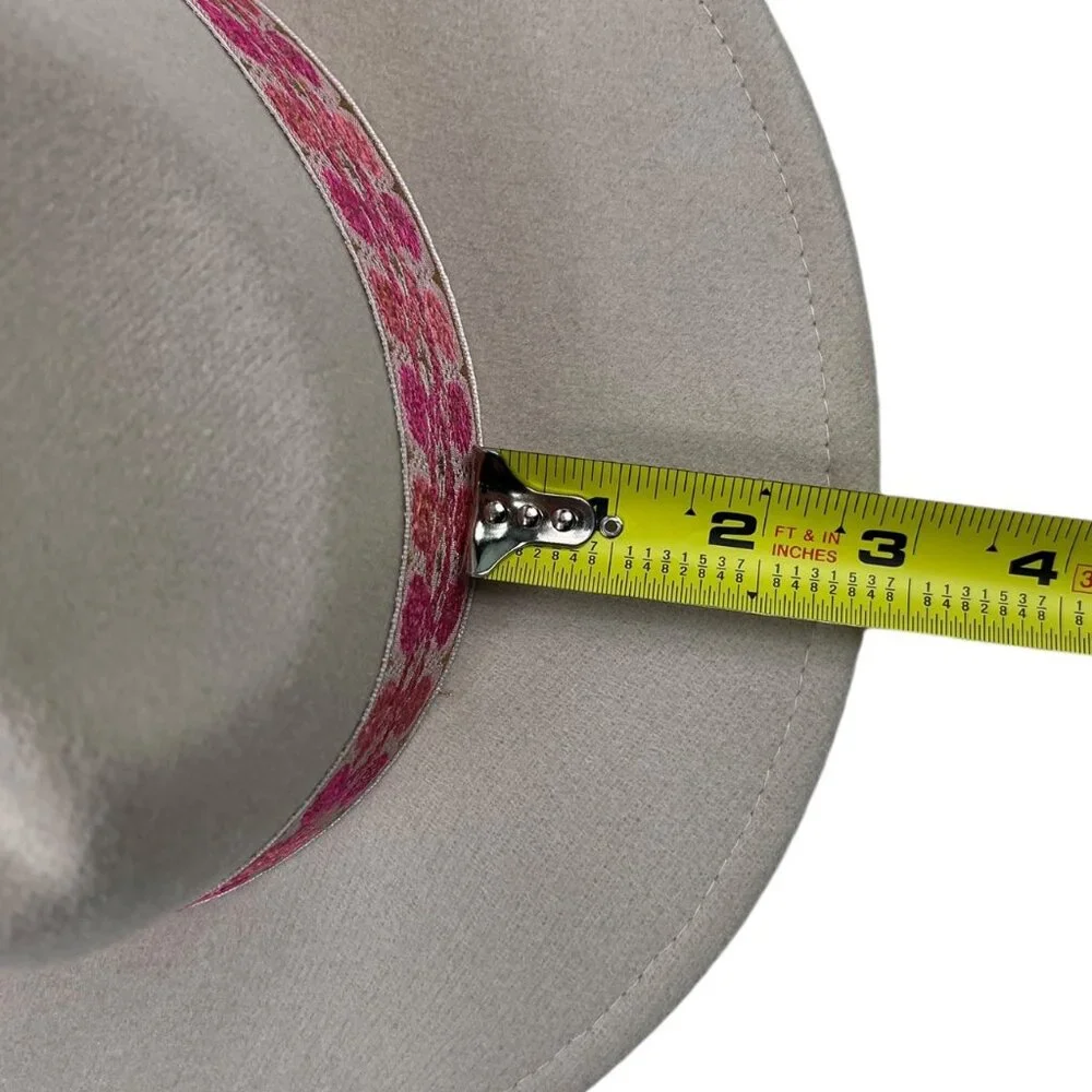 Altar’d State Womens Wool Blend Short Brim Fedora Barbiecore Beige Pink OS Indie